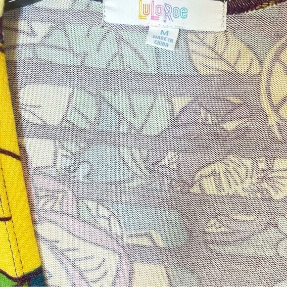 Lularoe Bright Floral Duster Jacket Maxi Cardigan Purple Blue Yellow Pockets M - Picture 3 of 5